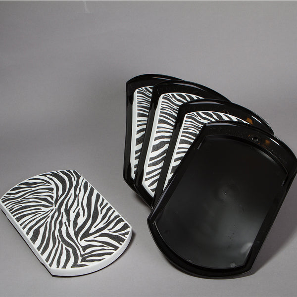 Four unpackaged Zebra print 2-In-1 Furniture Slides, Animal Print (Set of 4)