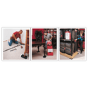 Set of three action photos using Professional Furniture Slides for Carpet (Set of 4) to move dresser, table and display case.